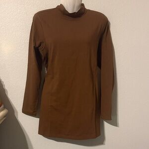 Elegant Brown Long Sleeve Women's Top